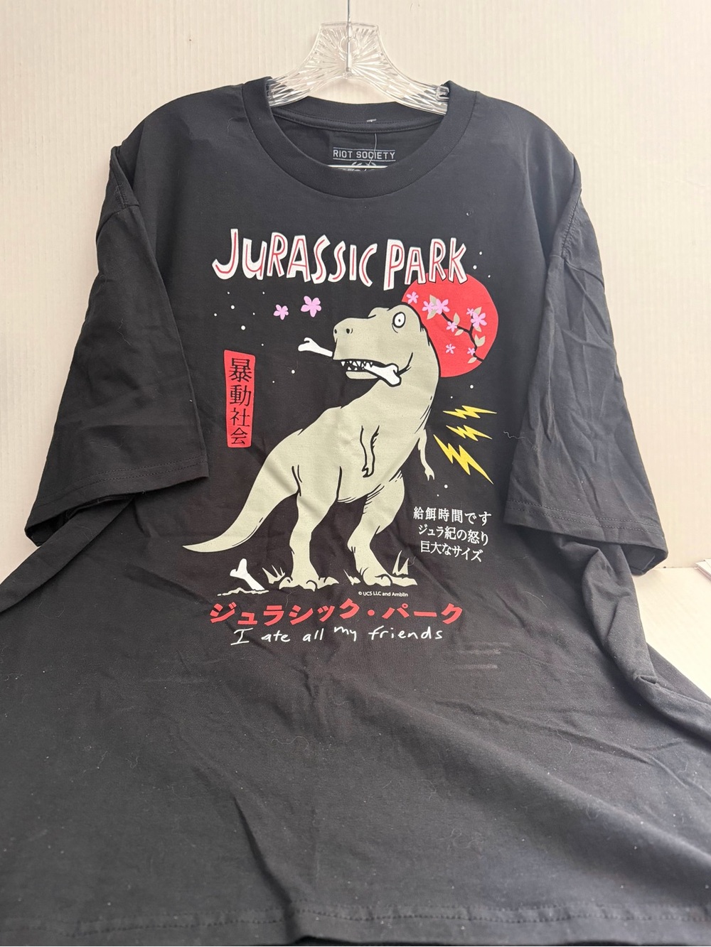 Riot Society Jurassic Park Dinosaur Black Graphic Tee